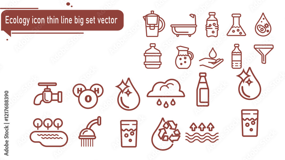 Ecology icon thin line big set vector Ecology icon thin line big set vector