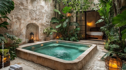 Luxurious indoor spa with tranquil ambiance and natural light