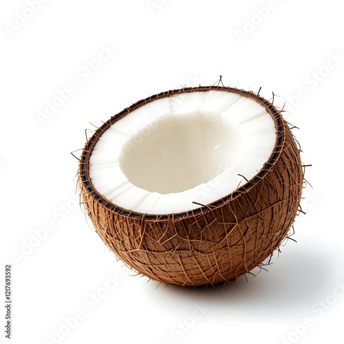  Fresh and Nutritious Coconuts Isolated on White Background: Tropical Fruit for Natural Hydration and Culinary Delights