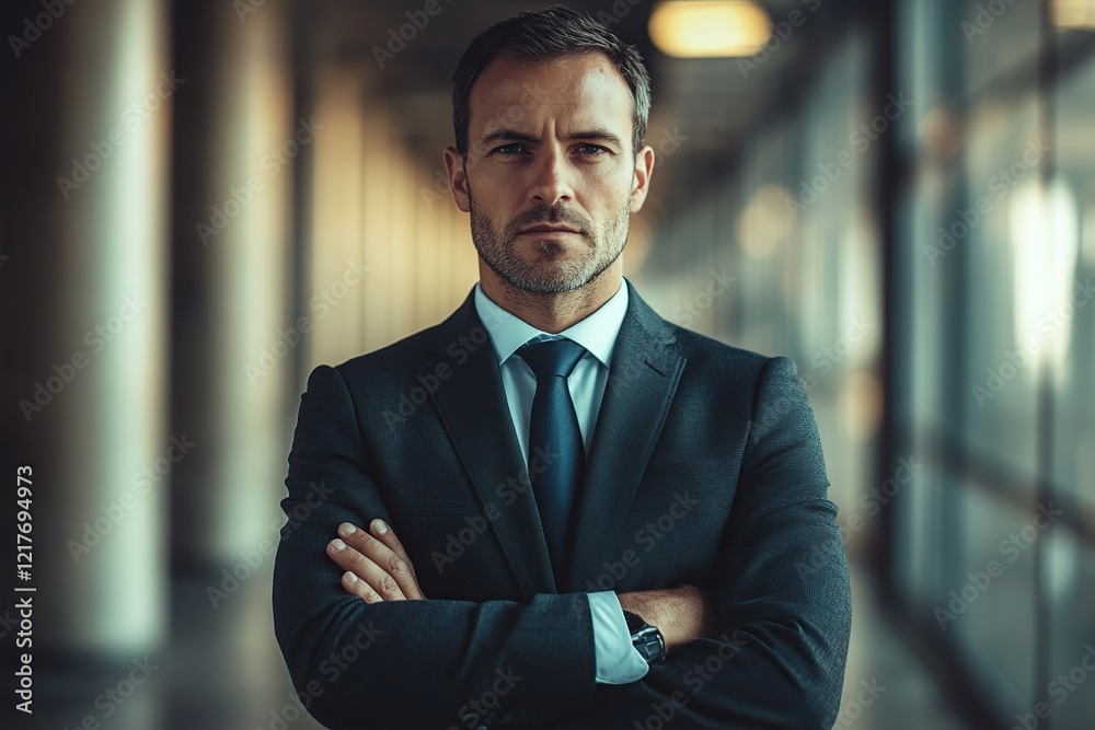 Handsome businessman looking at camera in business office Handsome businessman looking at camera in business office