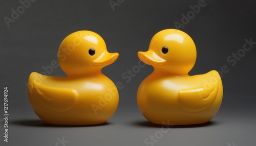 Realistic Yellow Rubber Duck: A Detailed Representation Of The Classic Bath Toy In Lifelike Form, Perfect For Play And Display. photo