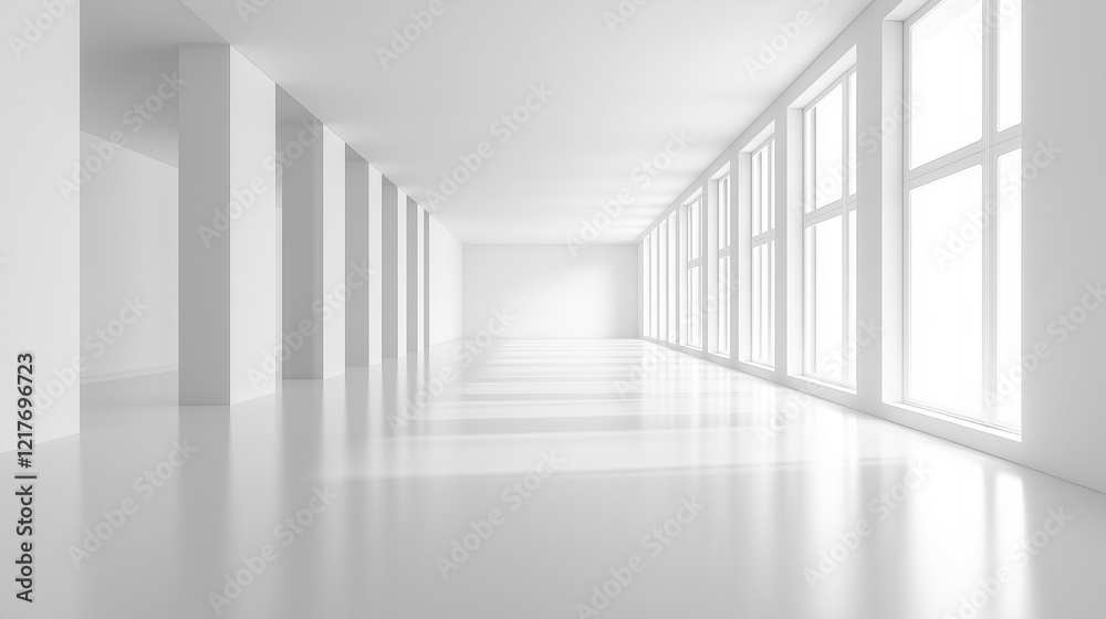 empty white room with 3 d white background
