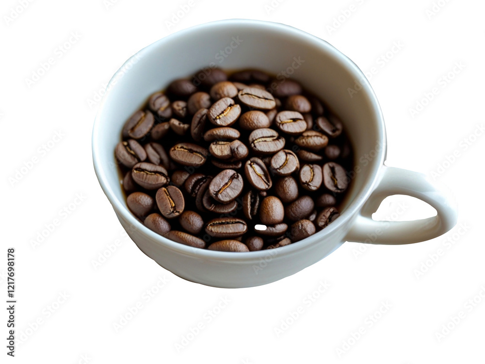 cup of coffee beans isolated  no background