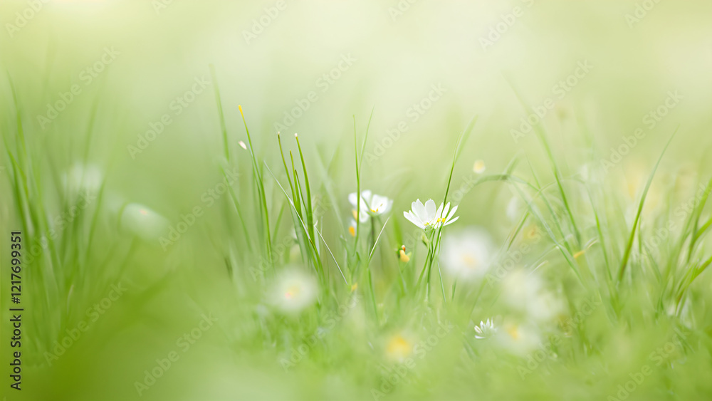 Fototapeta premium spring background with grass and flowers