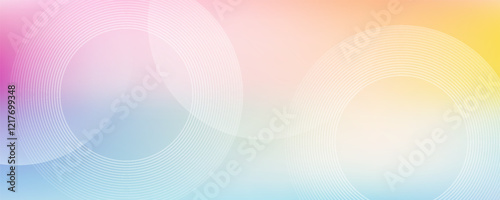 Minimalist banner background, pastel colorful, pink and yellow gradations. Circle effect style geometric, abstract background.