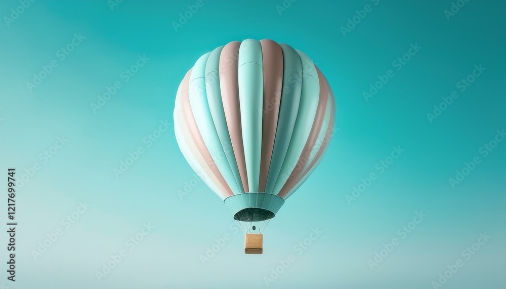 Obraz premium 뜨거운 공기 풍선이 떠오르는 모습, 고도가 높아질수록 풍선의 색이 점점 밝아지는 표현