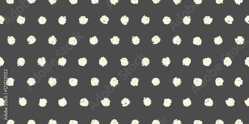 Polka dot seamless pattern with hand painted circles. Vector illustration