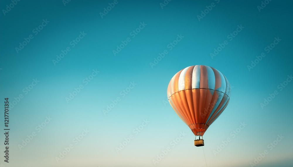 Naklejka premium 뜨거운 공기 풍선이 떠오르는 모습, 고도가 높아질수록 풍선의 색이 점점 밝아지는 표현