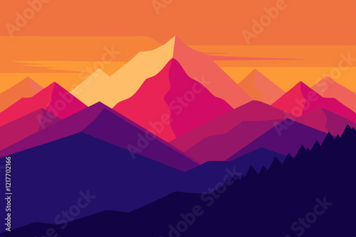 sunset in mountains