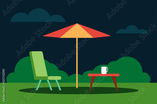 beach chair and umbrella