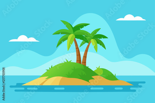 tropical island with palm trees