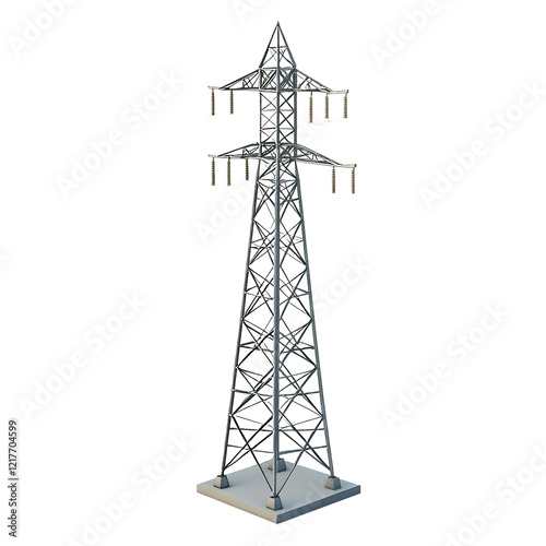 3D render icon of an electric tower, featuring a detailed and modern design a transparent
