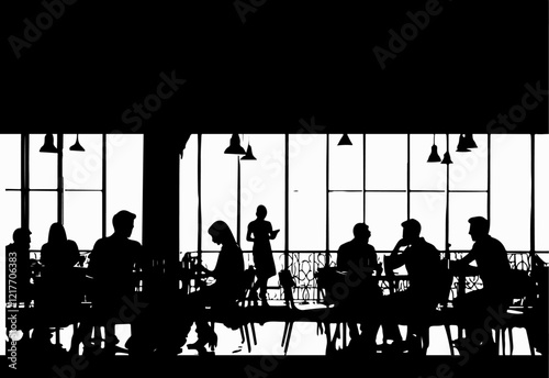 unique silhouette design of people in cafe