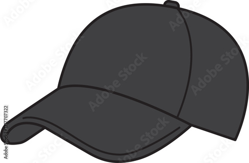 Black Baseball Hat cartoon style icon.