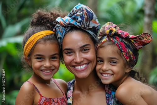 Sisters enjoying a joyful moment outdoors in a natural setting during the ear...