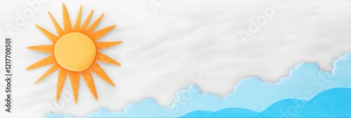 Embrace Change: Sunlit Horizons - Optimism, new beginnings, hope, serenity, and growth are symbolized in this image of a sun and clouds.  A motivational poster.