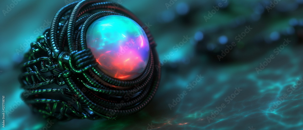Fantasy ring with a floating stone. Urban Sci-Fi. _003 Fantasy ring with a floating stone. Urban Sci-Fi. _003