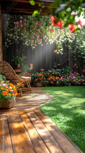 Colorful wildflowers blooming in a garden setting on a sunny afternoon