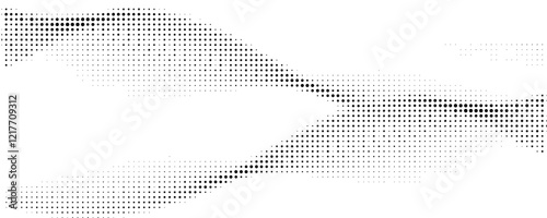 Dotted wave line background. Black halftone undulate pattern. Abstract particle flow wave wallpaper. Curved dashed gradient net design element for poser, banner, presentation, booklet, flyer. Vector