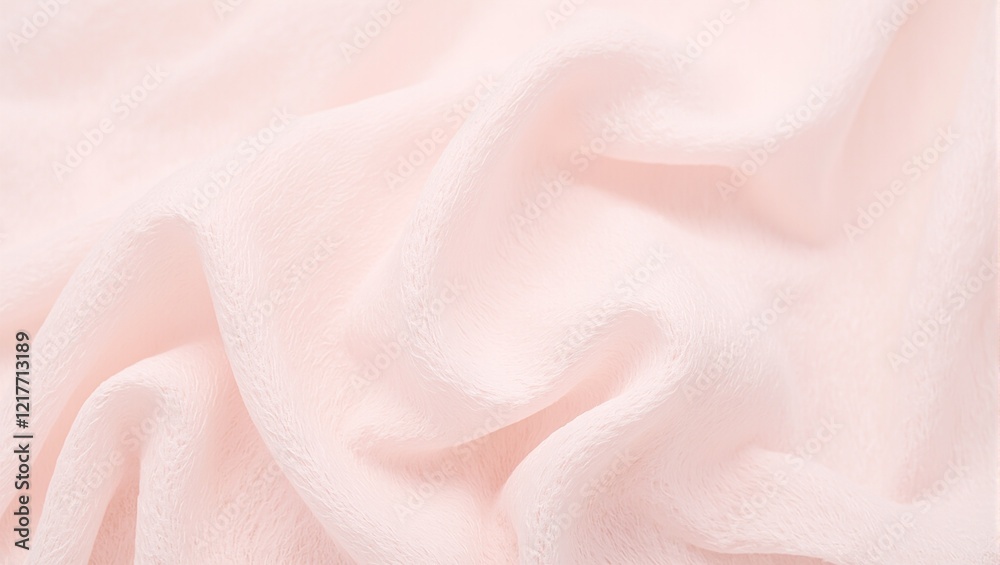 Elegant pale pink chiffon fabric draping gracefully with gentle pleats Elegant pale pink chiffon fabric draping gracefully with gentle pleats