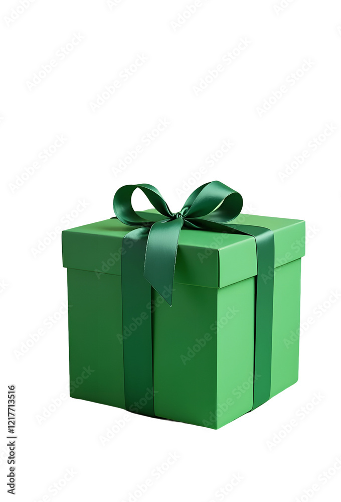 Obraz premium Green gift box. Gift box isolated on white background. Space for copy.Png.