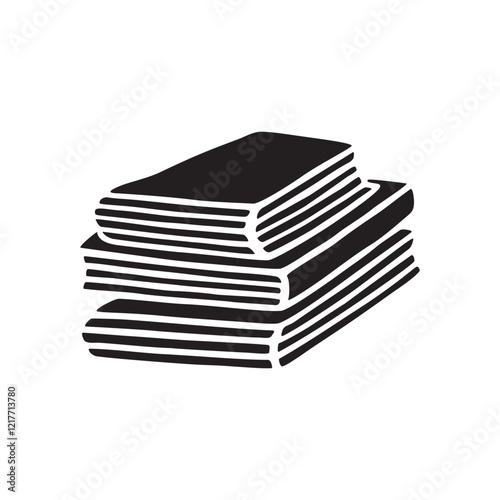 Doodle pile of books icon hand drawn in flat style. Vector illustration isolated on white background