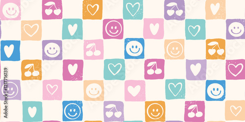 Groovy seamless pattern for wallpaper, prints, digital paper, textile, wrapping paper, backgrounds, etc. EPS 10
