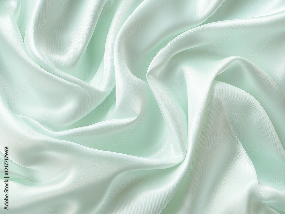 Obraz premium Mint green silk fabric with soft folds.