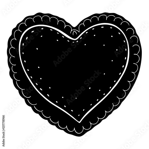 heart shaped pillow black silhouette vector, Simple silhouette Design vector icon with white background.  