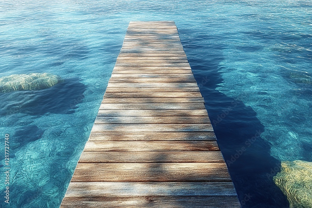 Modern wooden pier with sea and clean sky view Modern wooden pier with sea and clean sky view
