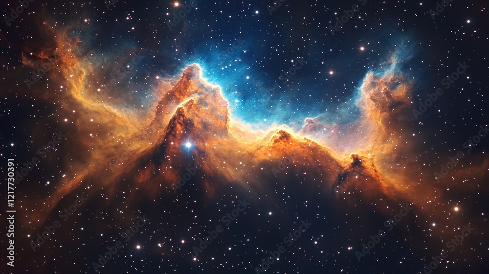 Naklejka premium Majestic cosmic nebula formation outer space astrophotography astronomical environment wide-angle view celestial wonders