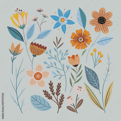 Vector of  Botanical sets and logos