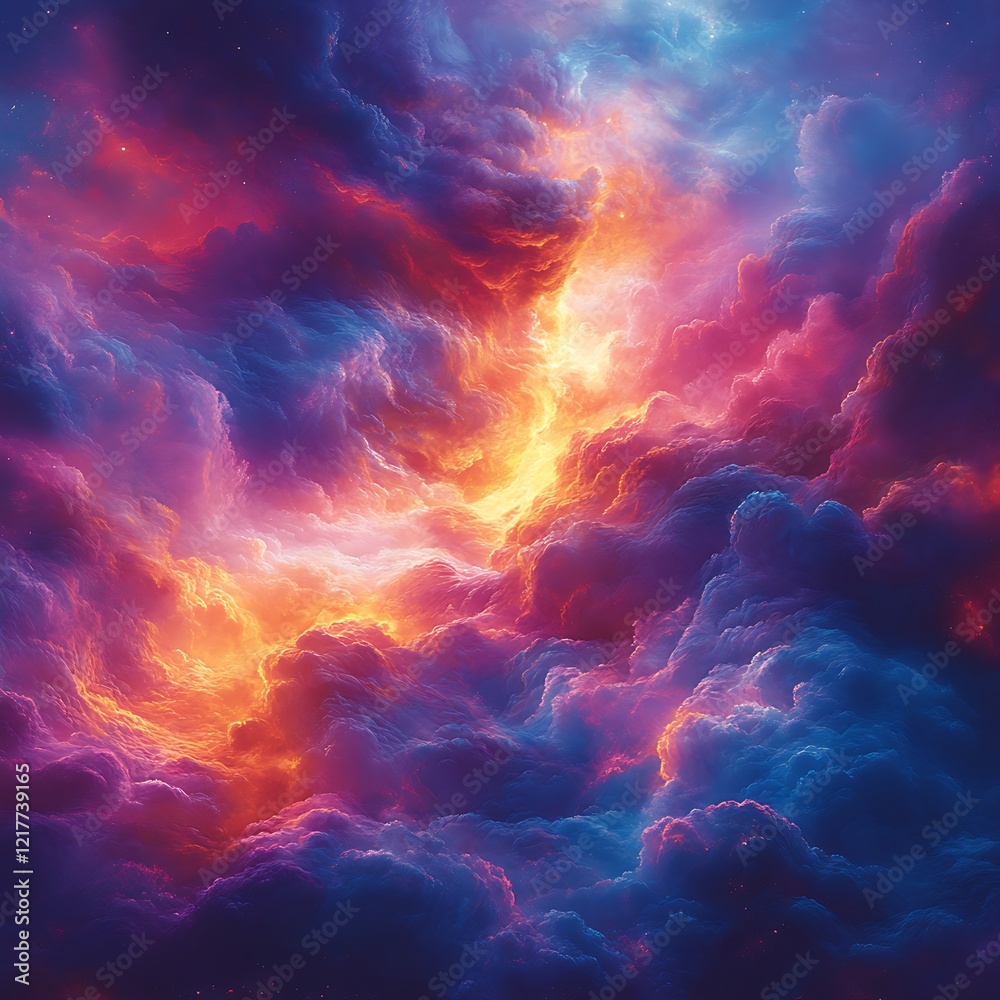 Fototapeta premium Sunset radiance highlighting colorful clouds and ethereal sky atmosphere picture