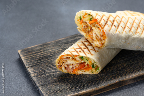 delicious shawarma, sausage and doner