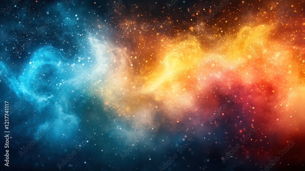 Naklejka premium Cosmic Nebula, swirling colors, space, background, design