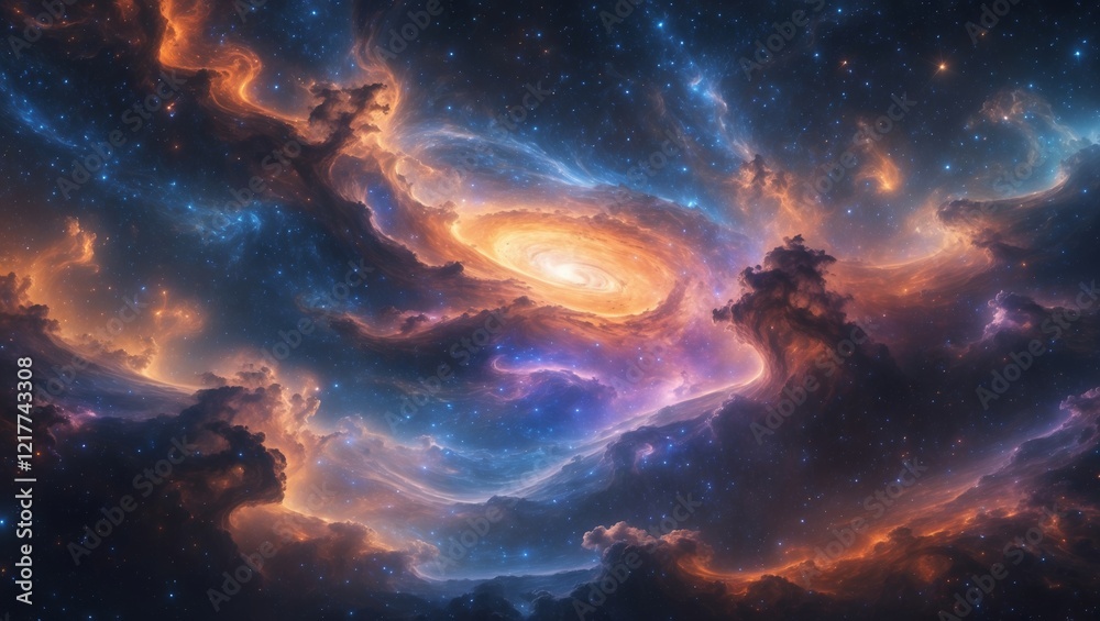 Fototapeta premium Ethereal cosmic nebula with vibrant colors