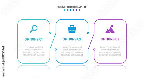 Horizontal progress bar featuring 3 arrow-shaped elements, symbolizing three six stages of business strategy and progression. Clean timeline infographic design template. Vector for presentation