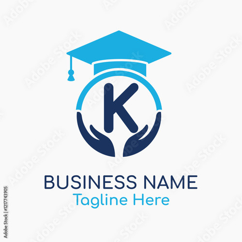 Initial A Education Logo with Graduation Logo. School Education Care and Hand Logo Concept. Student Help Logo Design Vector