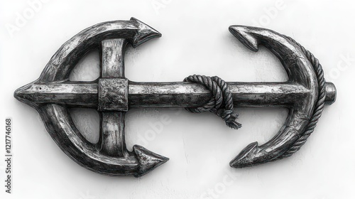 Double anchor nautical wall decor on white background photo