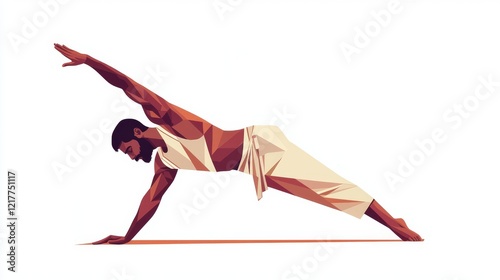 Man Practicing Yoga Cinematic contrast modern style illustration.