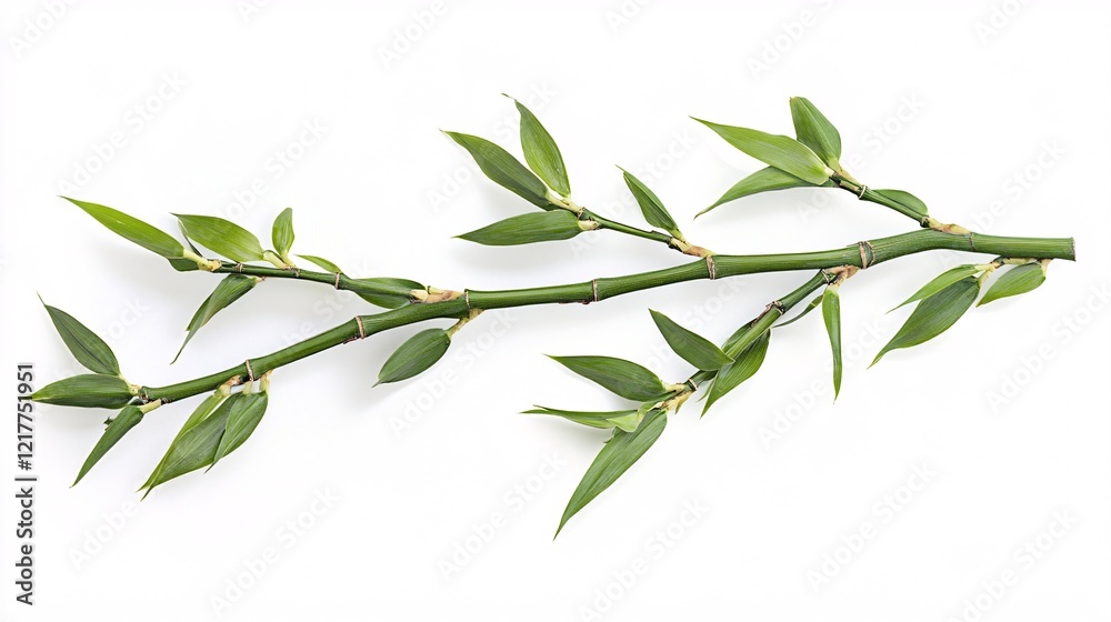 A vibrant green bamboo branch showcasing a fresh, natural aesthetic. A vibrant green bamboo branch showcasing a fresh, natural aesthetic.