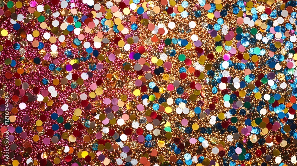 A vibrant array of colorful glitter dots in various sizes, creating a festive and eye-catching backdrop. A vibrant array of colorful glitter dots in various sizes, creating a festive and eye-catching backdrop.