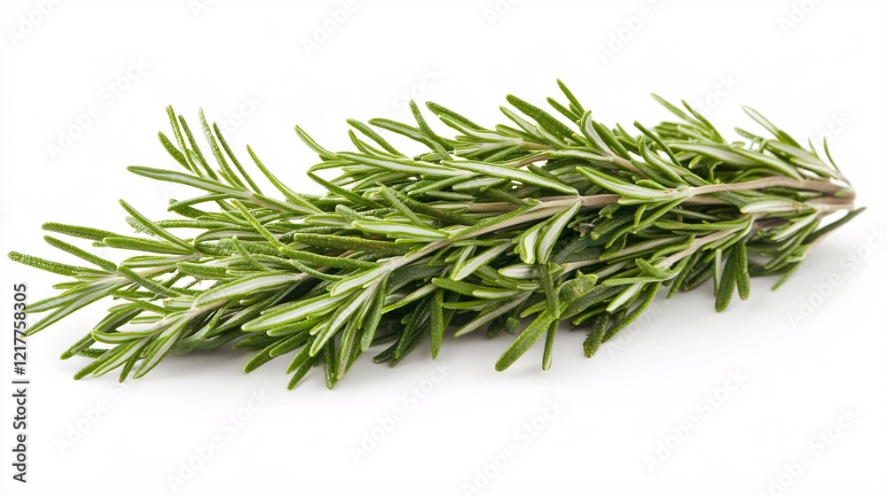 Fresh green rosemary sprig on a white background. Fresh green rosemary sprig on a white background.