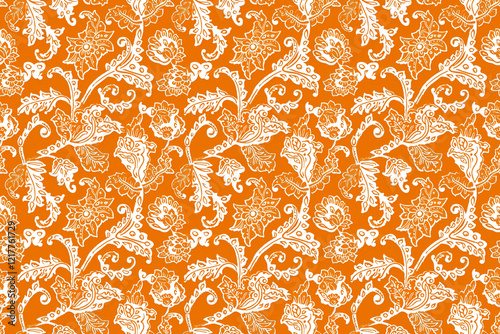 Seamless batik orange and white pattern