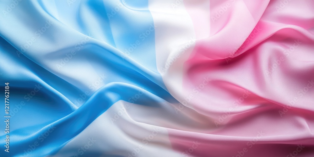 Fototapeta premium Vibrant Trans Colors Flag: Celebrating Pride with Bold Blue, Pink, and White Hues