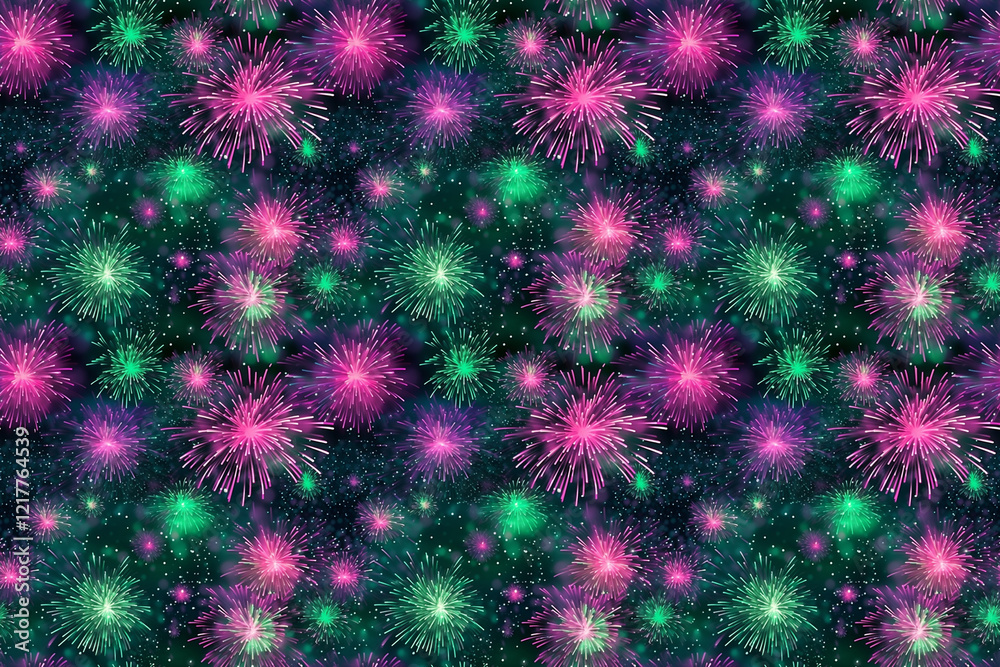 Seamless green and pink fireworks in the sky at night wallpaper pattern Seamless green and pink fireworks in the sky at night wallpaper pattern