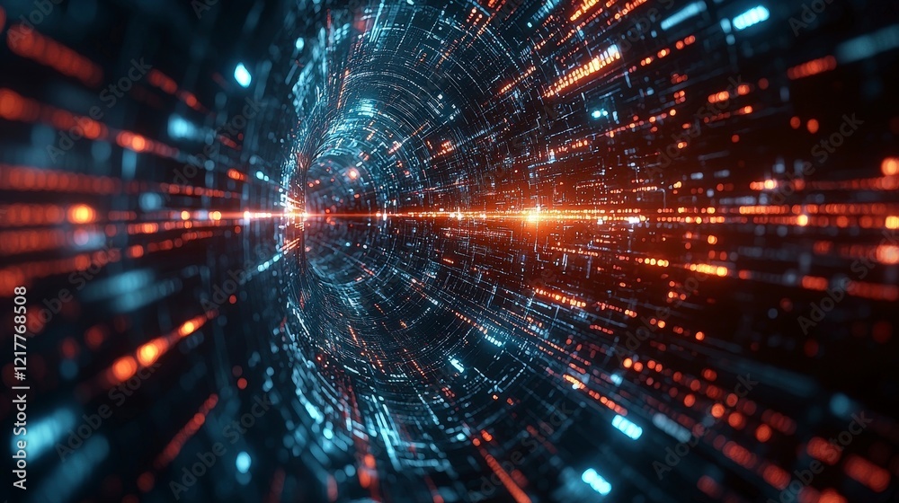 An abstract visualization of a light tunnel filled with vibrant colors, creating a striking sense of motion and depth, representing creativity and the exploration of ideas. An abstract visualization of a light tunnel filled with vibrant colors, creating a striking sense of motion and depth, representing creativity and the exploration of ideas.