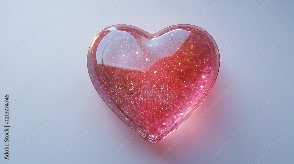Fototapeta premium A heart-shaped badge with a sparkling design, isolated on white background in HD