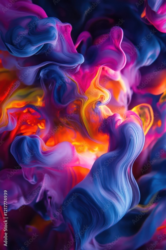 Fototapeta premium Vibrant liquid swirls, abstract art, dark background, design element