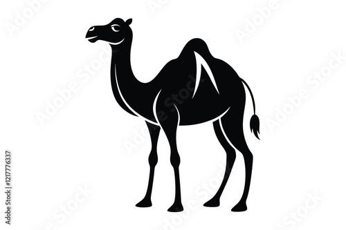 Camel Silhouette, Camel Isolated On White Background, Camel on black and white vector design, Desert and Wildlife